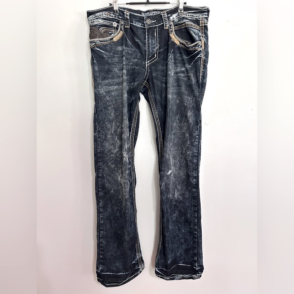 Affliction Blake Bootcut Jeans Embroidered Back Pockets Mens Size 32x33 Rocker - Picture 1 of 6